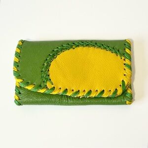 Handmade Leather Trifold Key Ring and Card Holder Case